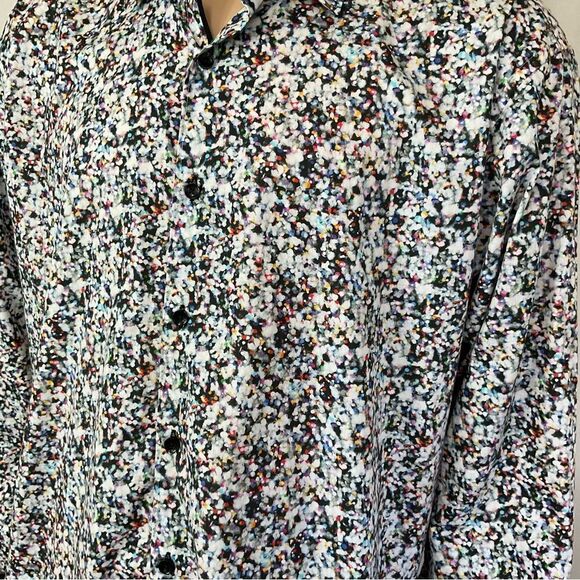 Jared Lang Colorful Print Black Folded Cuff Long Sleeve Button Down Shirt 3XL - Picture 6 of 12